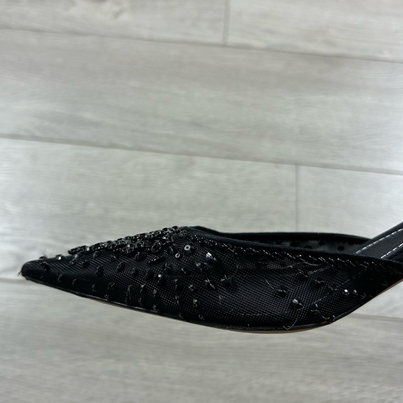 Rene Caovilla Black Sequin Pointed Toe Low Heels - Picture 9 of 13